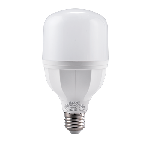 Đèn led bulb MPE thân nhựa 20W ánh sáng vàng LBD2-20V
