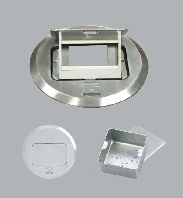 Ổ cắm âm sàn tròn màu xám MPE FCA-60