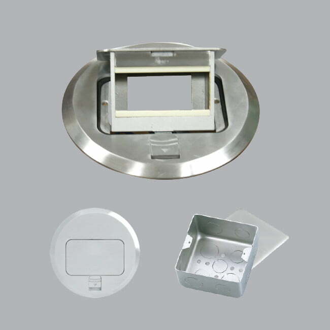 Ổ cắm âm sàn tròn màu xám MPE FCA-60