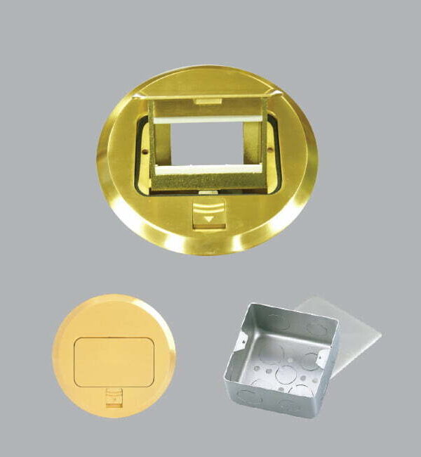 Ổ cắm âm sàn tròn màu vàng MPE FCY-60