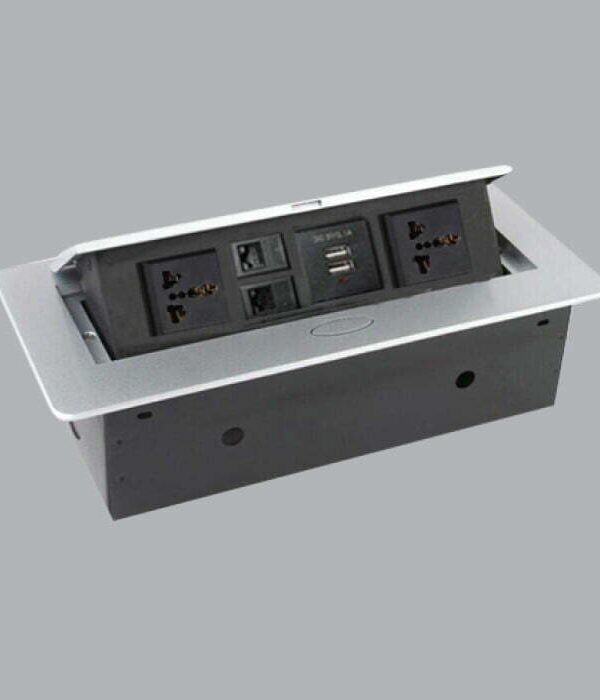 Bộ ổ cắm âm bàn 2 ổ cắm đa năng + 2 cổng USB + 2 cổng mạng MPE TBS1