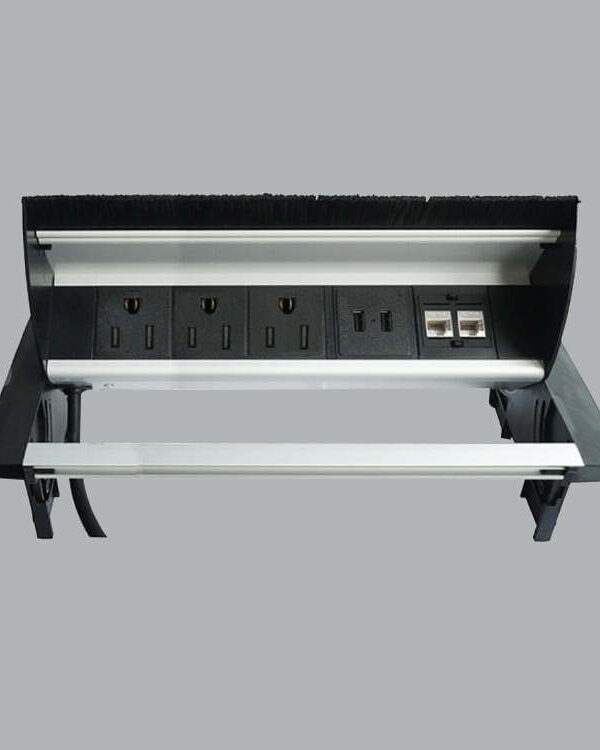 Bộ ổ cắm âm bàn 3 ổ cắm 3 chấu (2 chấu dẹp, 1 chấu tròn) + 2 cổng USB + 2 cổng mạng MPE TBS2