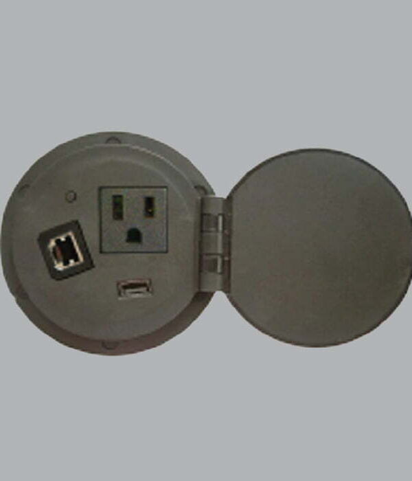 Bộ ổ cắm âm bàn 1 ổ cắm 3 chấu (2 chấu dẹp, 1 chấu tròn) + 1 cổng USB + 1 cổng mạng + 1 bộ sạc không dây MPE TBS3