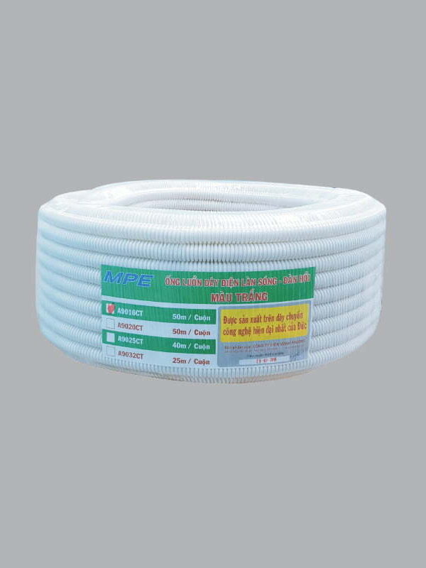 Ống luồn đàn hồi Ø16 màu trắng, cuộn 50m MPE A9016CT