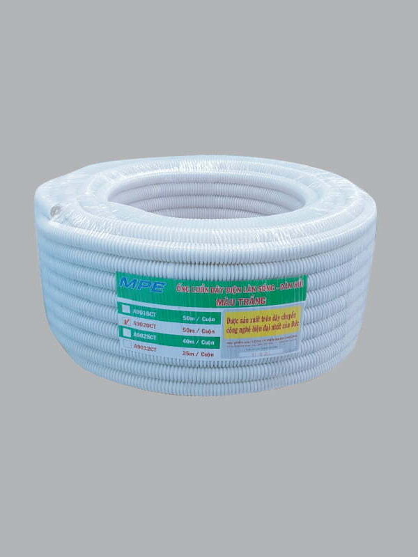 Ống luồn đàn hồi Ø20 màu trắng, cuộn 50m MPE A9020CT