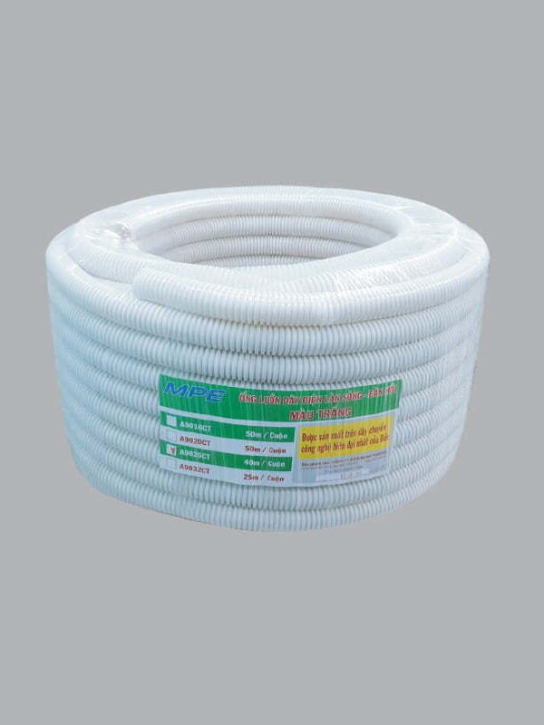 Ống luồn đàn hồi Ø25 màu trắng, cuộn 40m MPE A9025CT