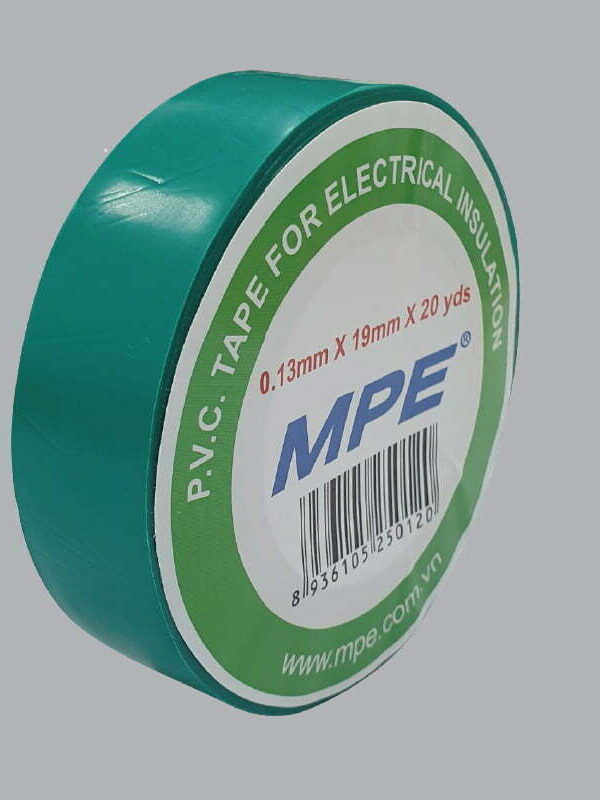 Băng keo cách điện PVC 20 yard (18 mét) xanh lá MPE BKG-20
