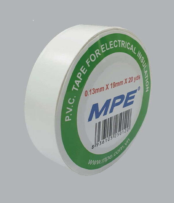 Băng keo cách điện PVC 20 yard (18 mét) trắng MPE BKW-20