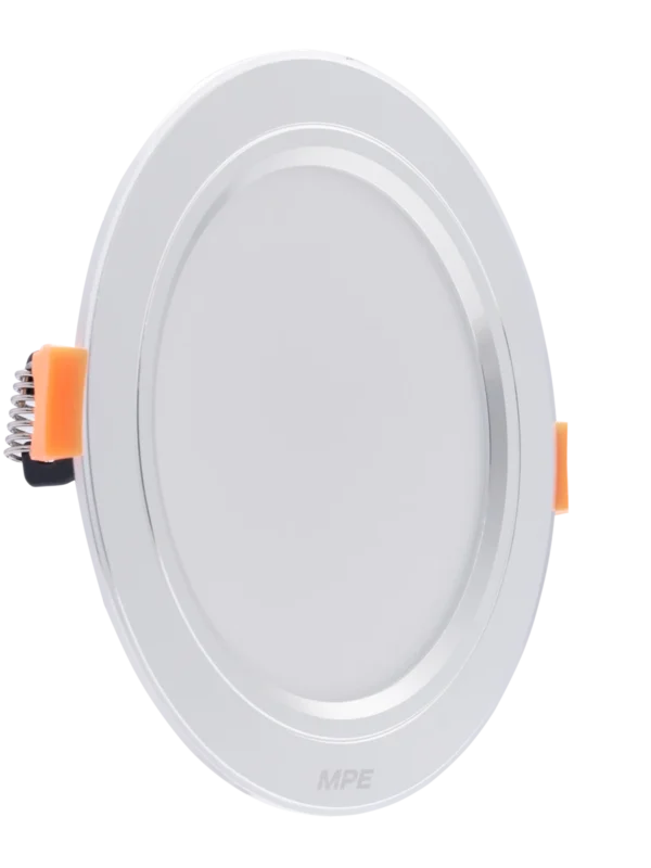Đèn LED downlight nhôm âm trần viền bạc 5W sáng vàng MPE DLB2-5V