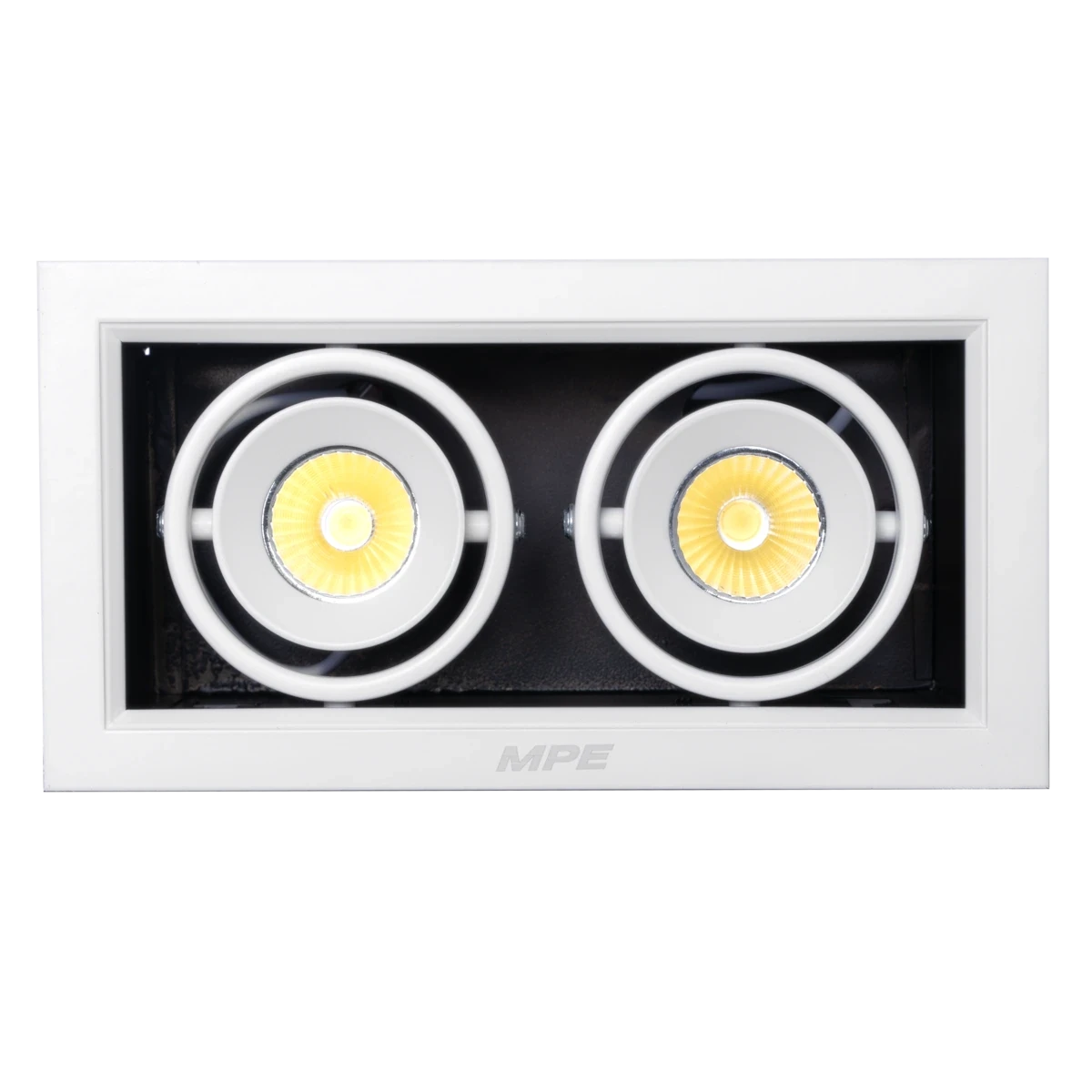 Đèn LED downlight vuông gắn âm 2x7W sáng trung tính MPE DLS-207N