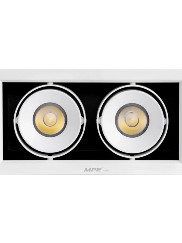 Đèn LED downlight vuông gắn âm 2x20W sáng vàng MPE DLS-220V