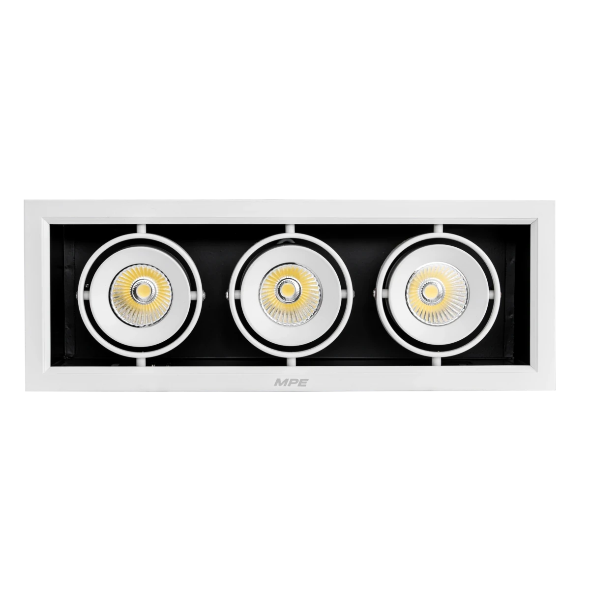 Đèn LED downlight vuông gắn âm 3x12W sáng vàng MPE DLS-312V