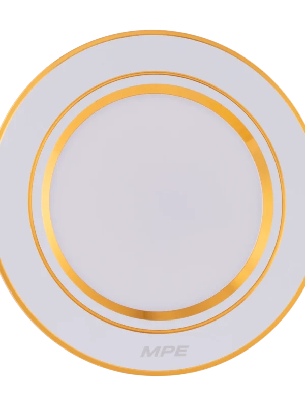 Đèn LED downlight nhôm âm trần viền vàng 7W sáng vàng MPE DLV2-7V