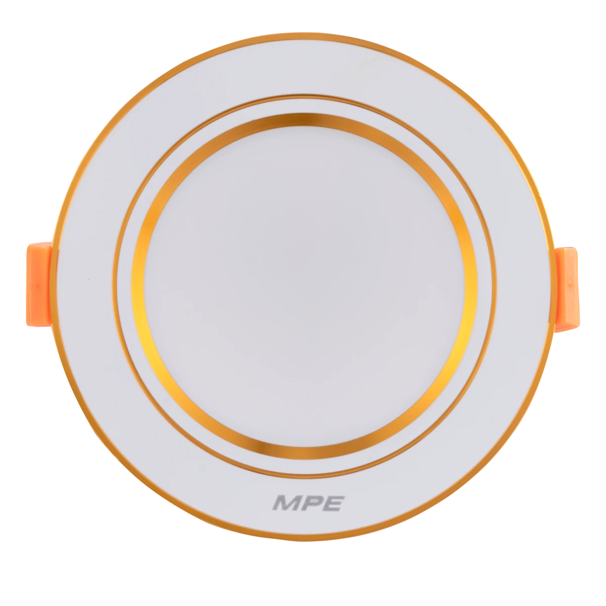 Đèn LED downlight nhôm âm trần viền vàng 9W (D118) sáng vàng MPE DLV2-9V