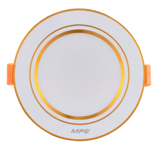 Đèn LED downlight nhôm âm trần viền vàng 9W (D118) đổi màu MPE DLV2-9/3C