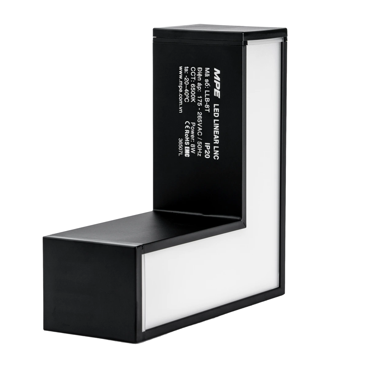 Thanh nối màu đen chữ L 8W sáng trắng MPE LLB-8T