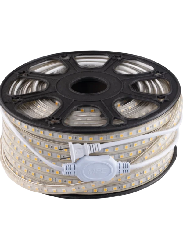 LED dây AC 5050 - 7W/m IP65 sáng vàng, kèm nguồn (cuộn 50m) MPE LS2 5050AC-V