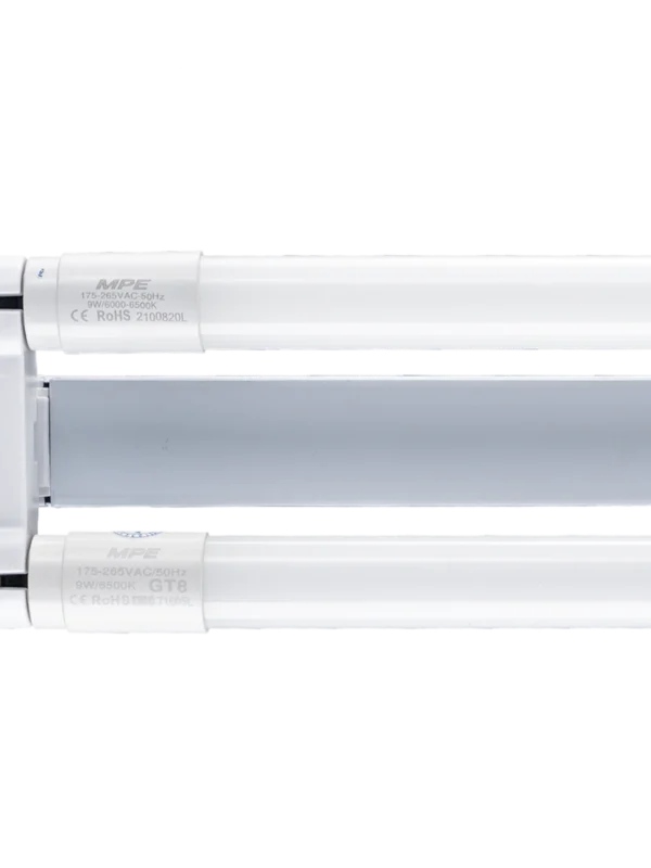 Bộ đèn batten LED tube T8 thủy tinh 0.6m 2x9W sáng trắng MPE MGT8-210T