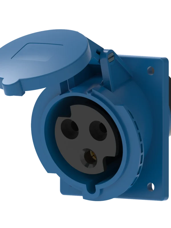 Ổ cắm gắn âm mặt nghiêng 32A 2P+E(6h) IP44 MPE MPN2-423
