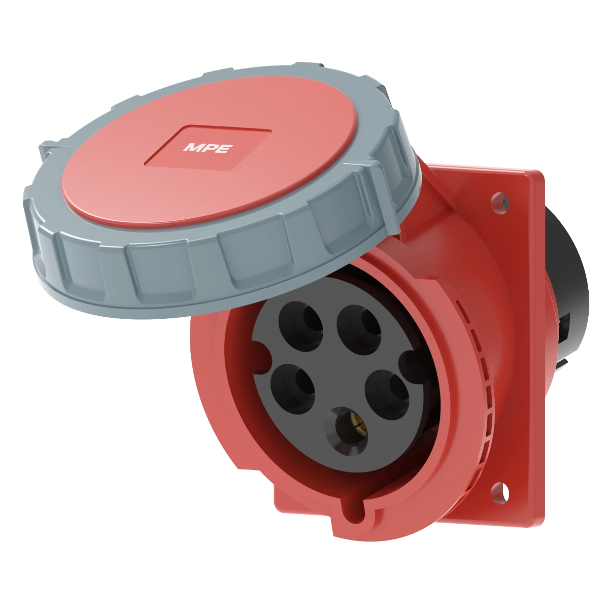 Ổ cắm gắn âm mặt nghiêng kín nước 32A 3P+N+E(6h) IP67 MPE MPN2-4252