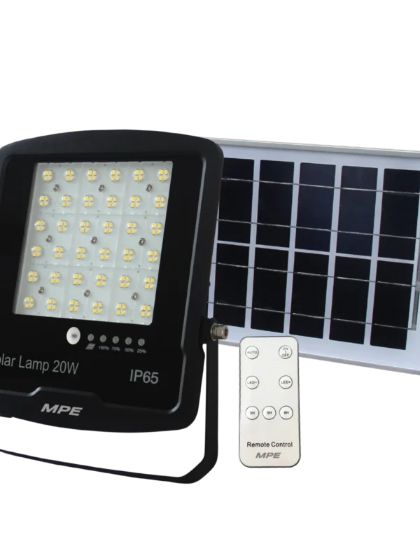 Đèn LED pha năng lượng mặt trời 100W sáng vàng MPE SFLD-100V
