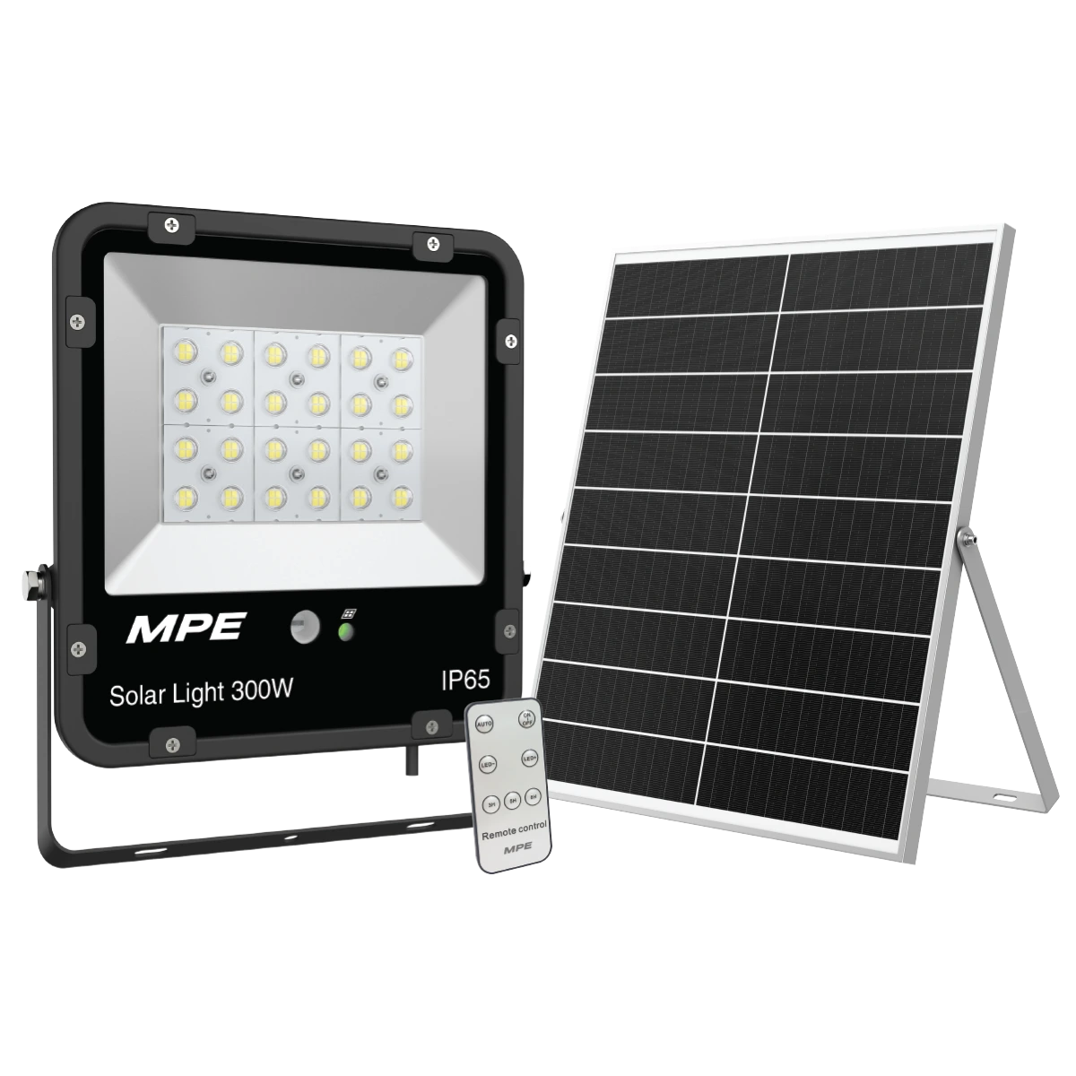 Đèn LED pha năng lượng mặt trời 300W sáng trắng, tấm pin 40Wp MPE SFLD2-300T